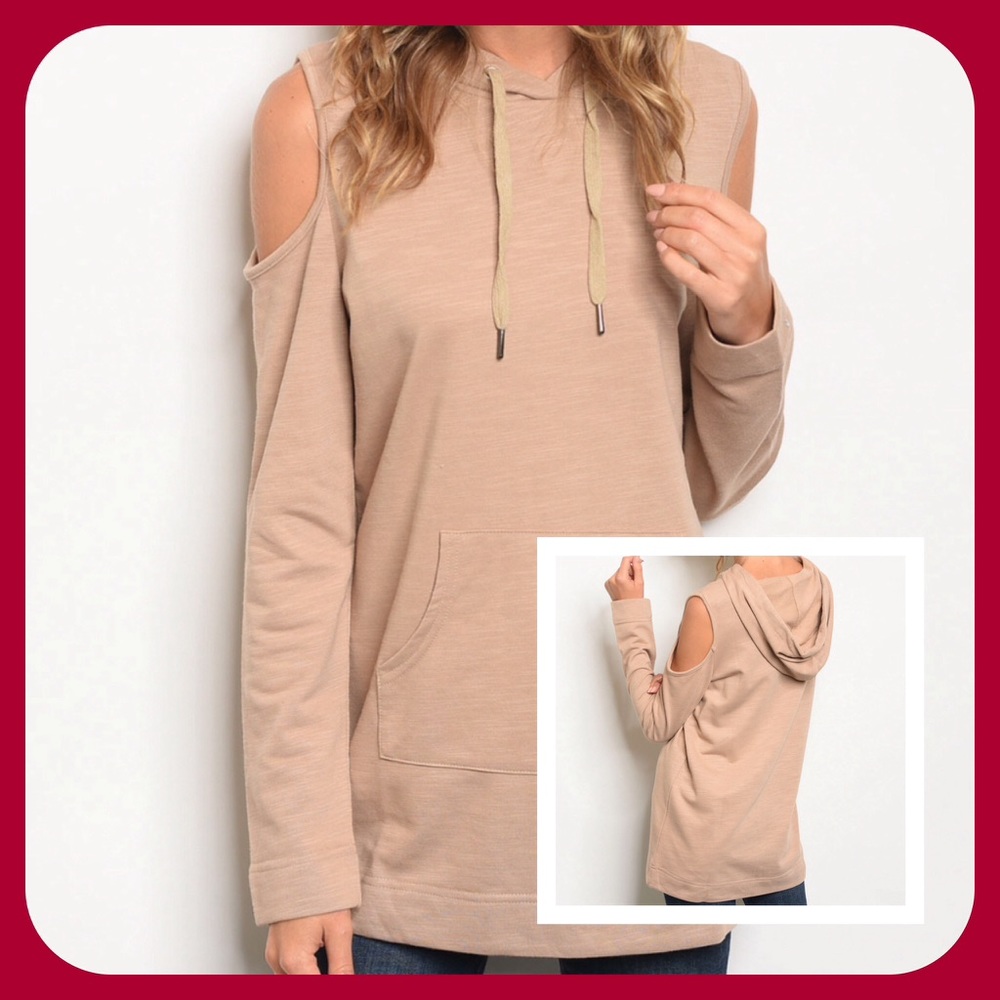 Taupe Cold Shoulder Top